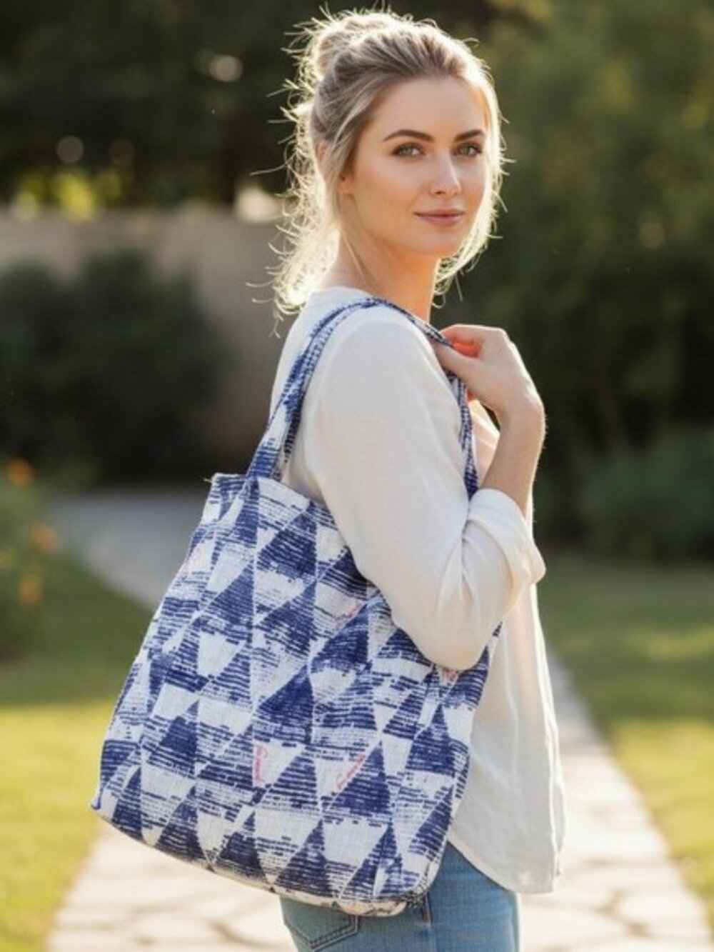 FREE PEOPLE Lightweight Cotton Bag Tote Sling Crossbody Shoulder Purse Ikat